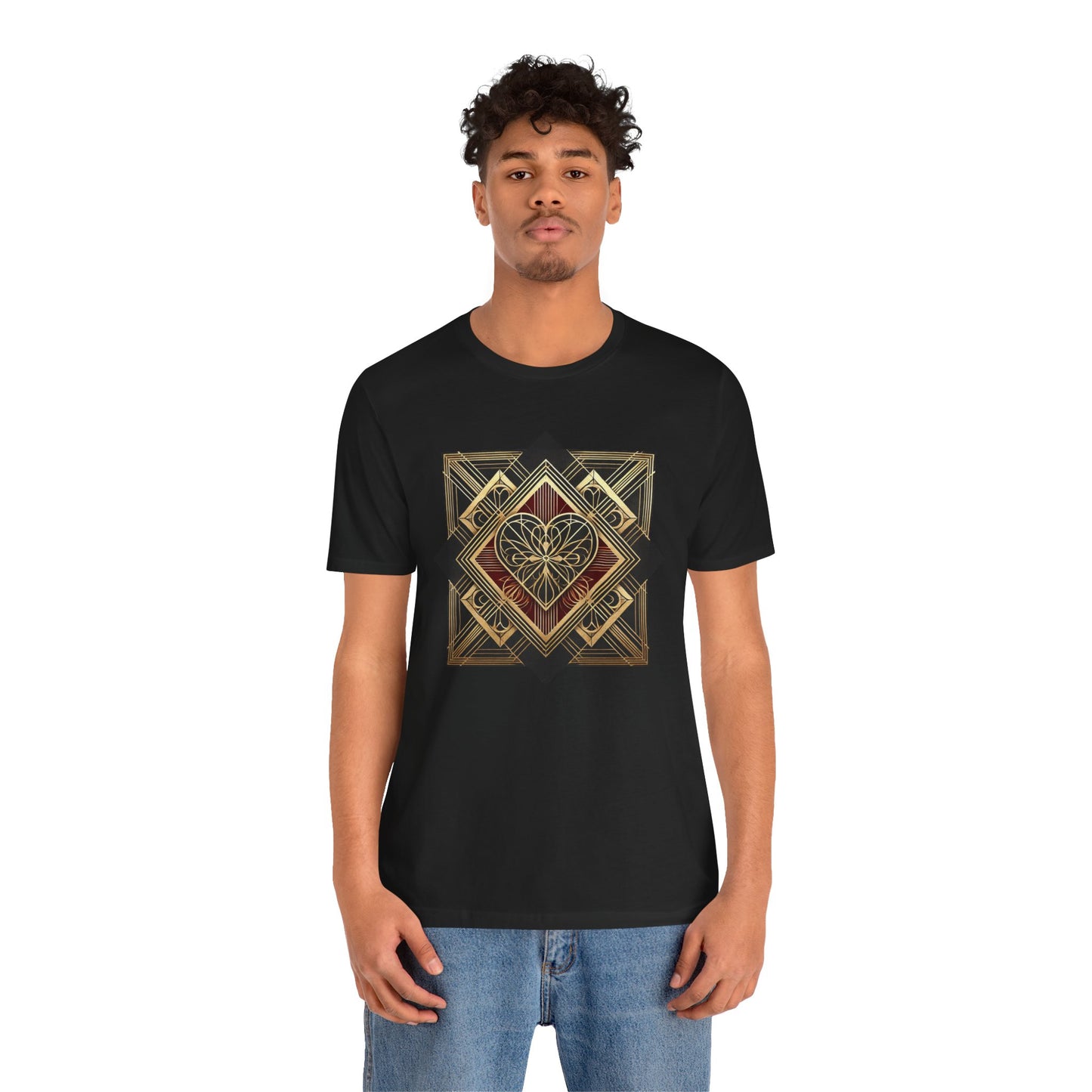 Art Deco Heart T-Shirt – Romantic Valentine's Day Graphic Tee