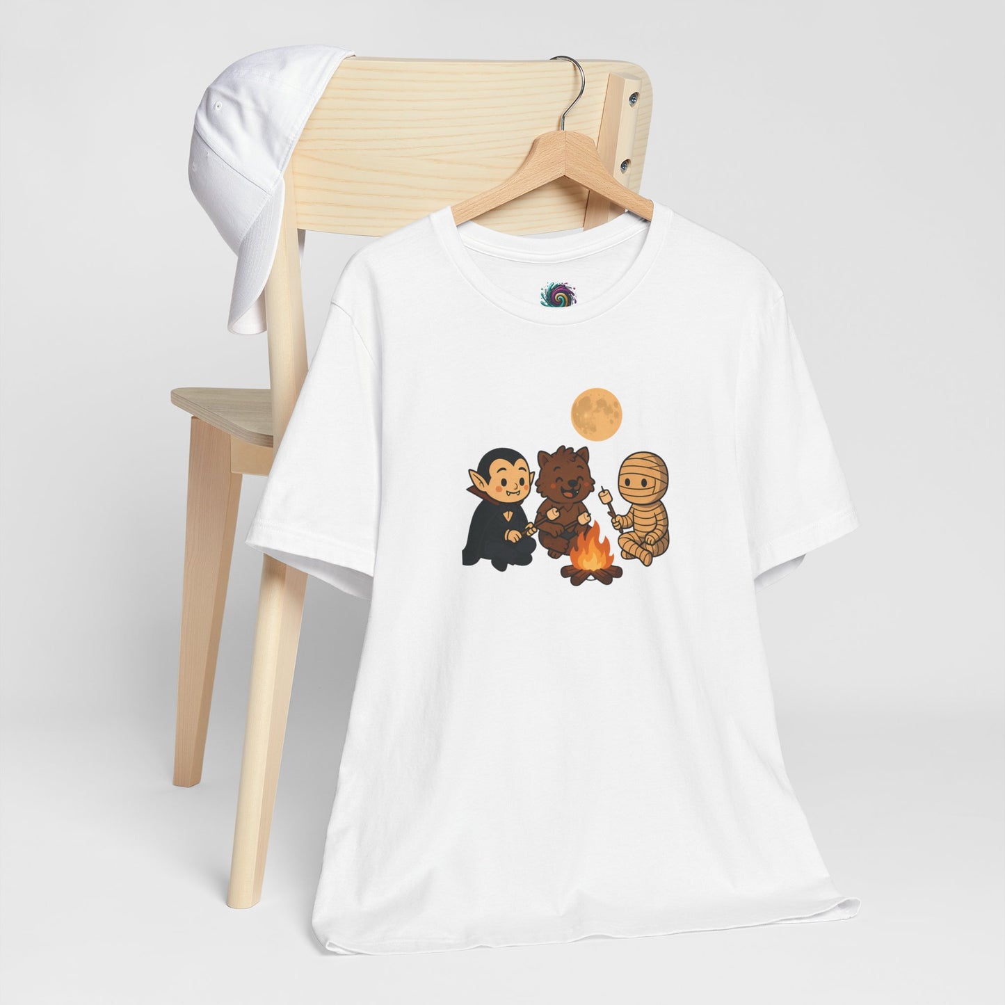 Halloween Monsters Campfire T-Shirt – Cute Monster Shirt with Roasting Marshmallows