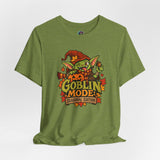 Unisex olive green t-shirt with “Goblin Mode” seasonal edition graphic on front.