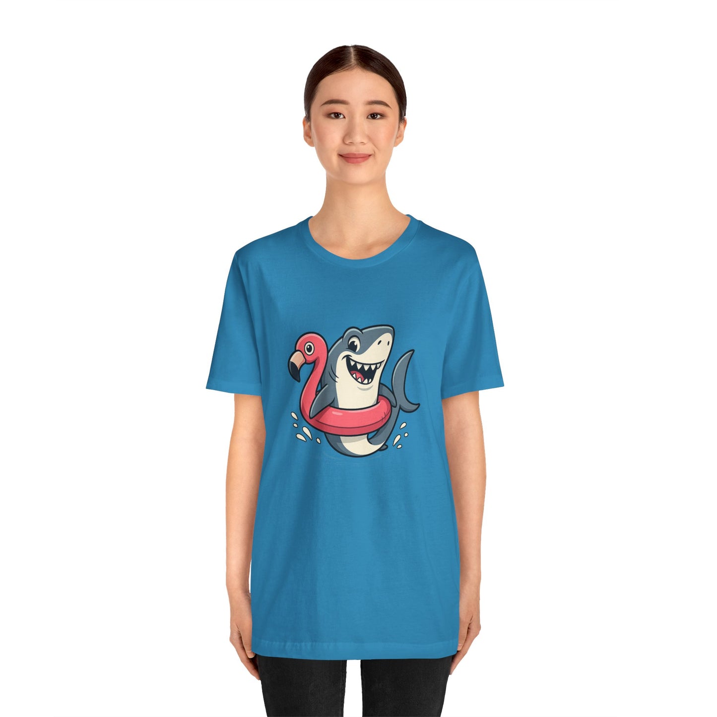 Shark & Flamingo Floatie T-Shirt – Funny Beach & Pool Day Tee