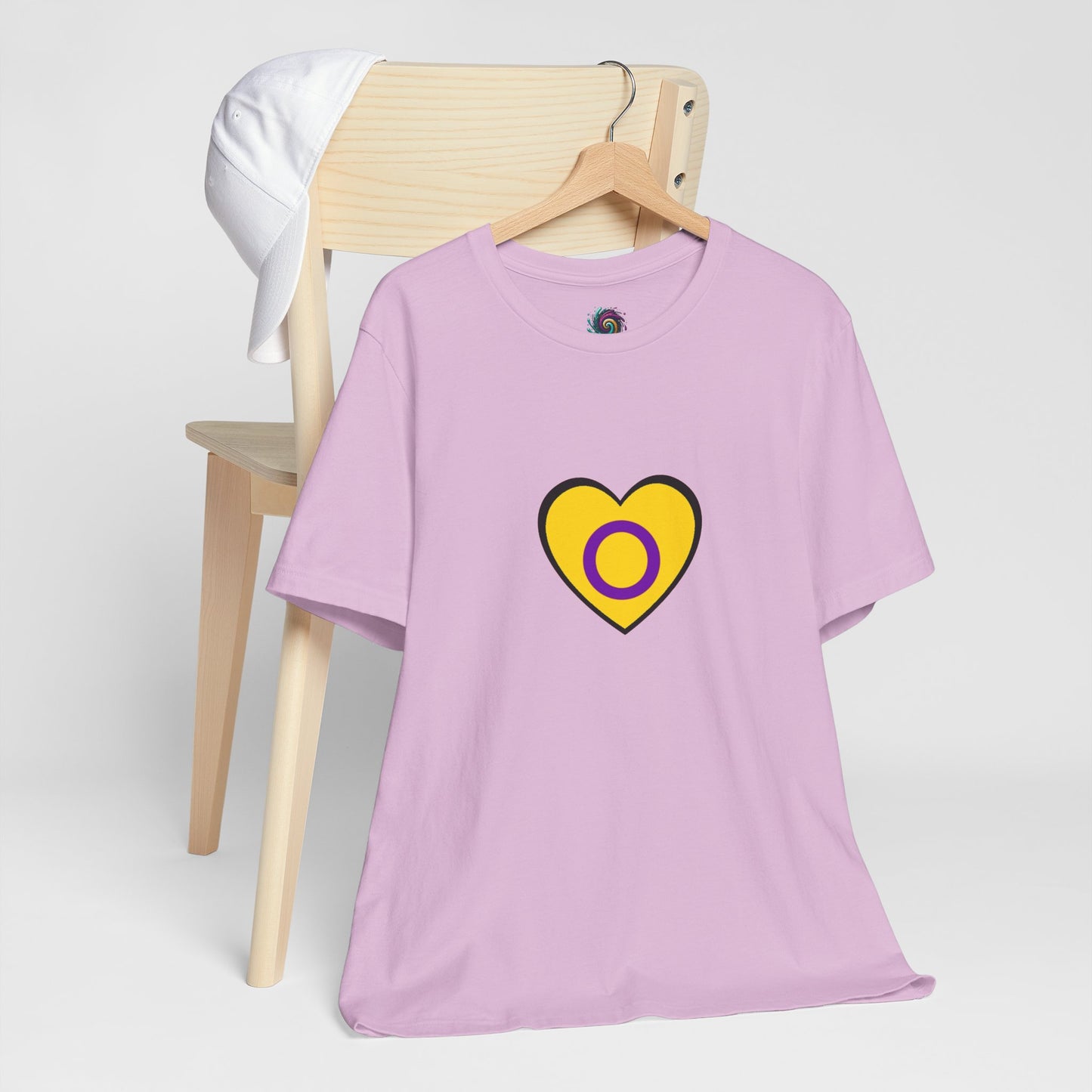 Intersex Pride Flag Heart T-Shirt – Minimalist LGBTQ+ Support Tee