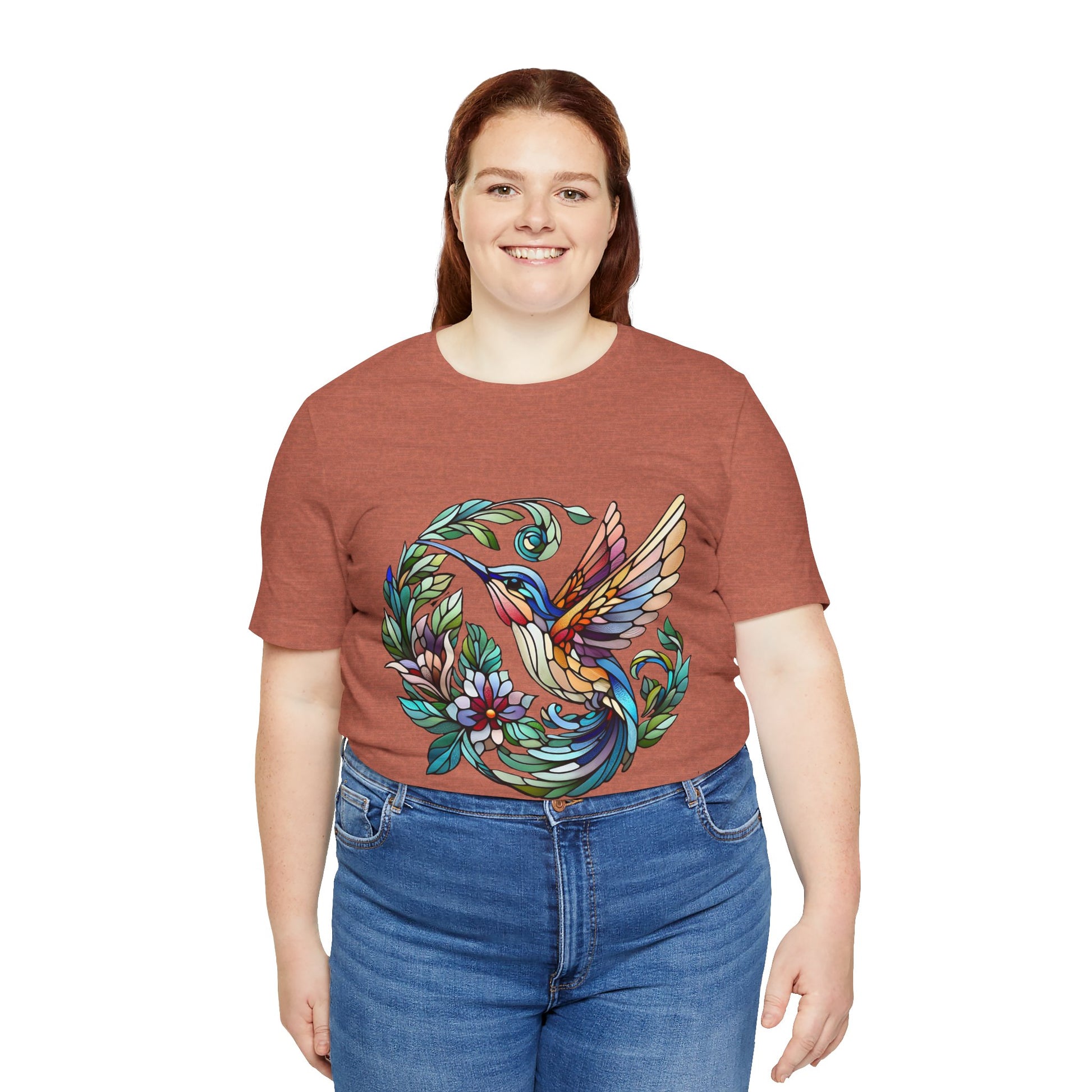 Stained Glass Hummingbird Tee – Vibrant Nature Shirt - WhimSpin - https://whimspin.com