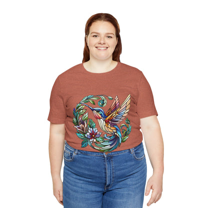 Stained Glass Hummingbird Tee – Vibrant Nature Shirt - WhimSpin - https://whimspin.com