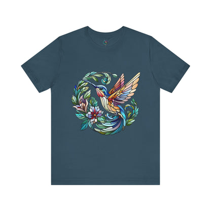 Stained Glass Hummingbird Tee – Vibrant Nature Shirt - WhimSpin - https://whimspin.com