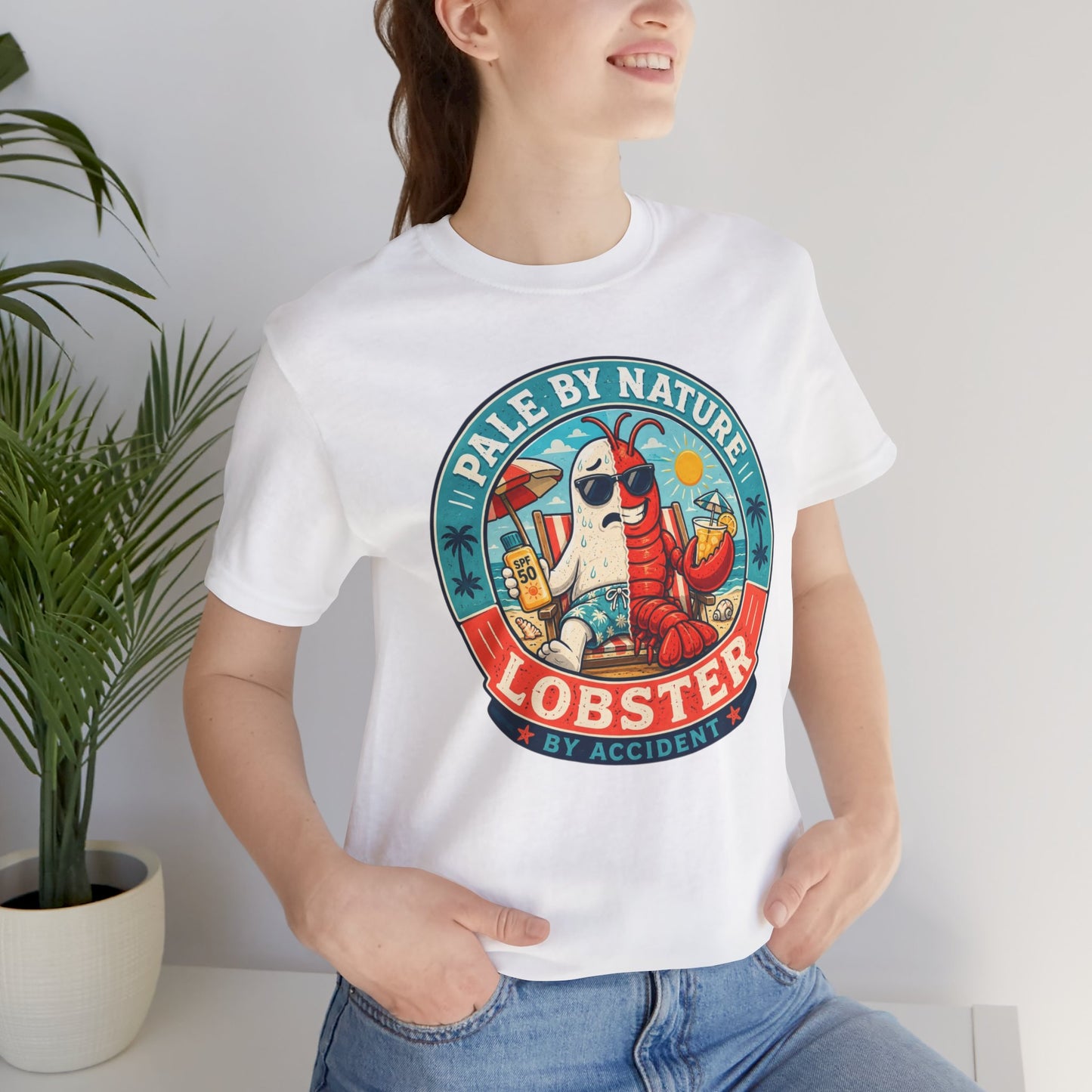 Pale by Nature Lobster by Accident T-Shirt – Funny Sunburn Summer Graphic Tee