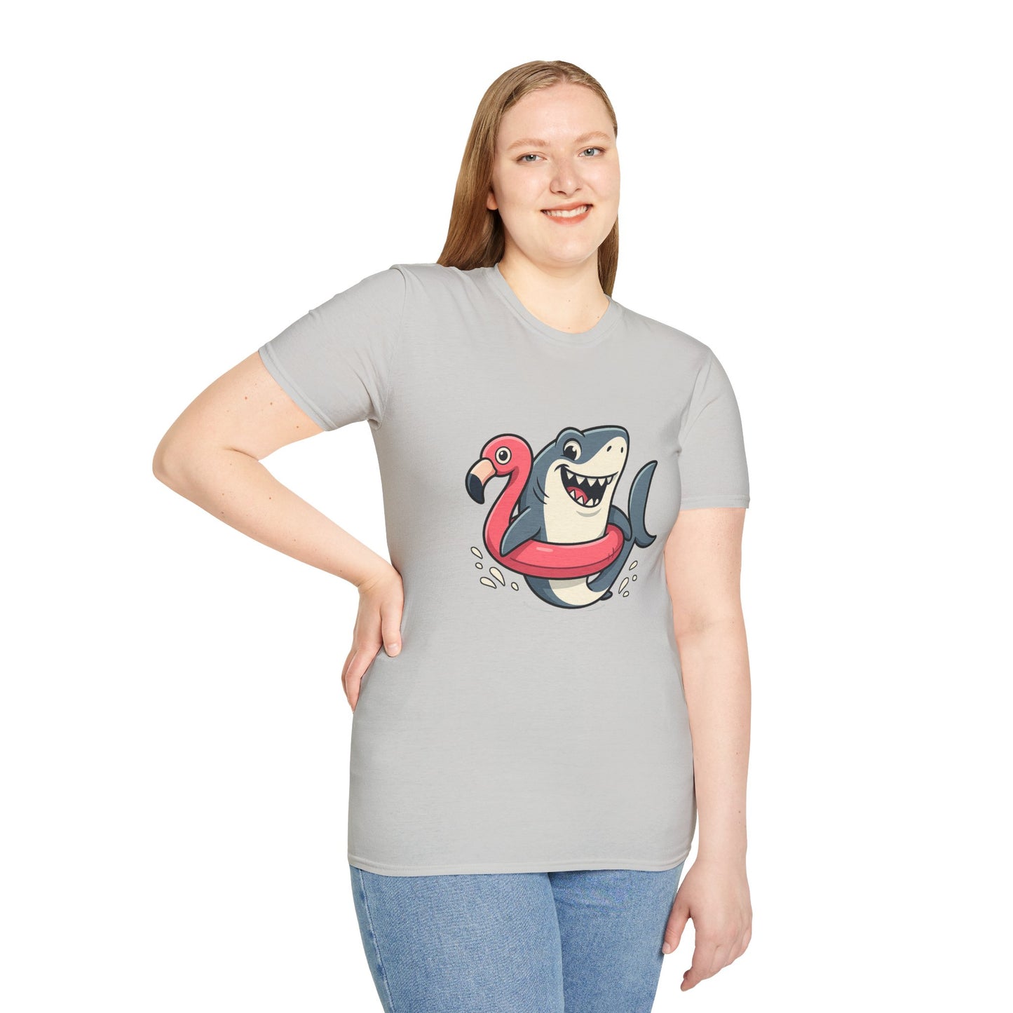 Shark & Flamingo Floatie T-Shirt – Funny Beach & Pool Day Tee