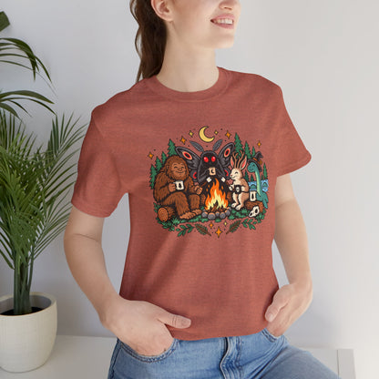 Cryptid Campfire T-Shirt – Bigfoot, Mothman & Nessie Tee