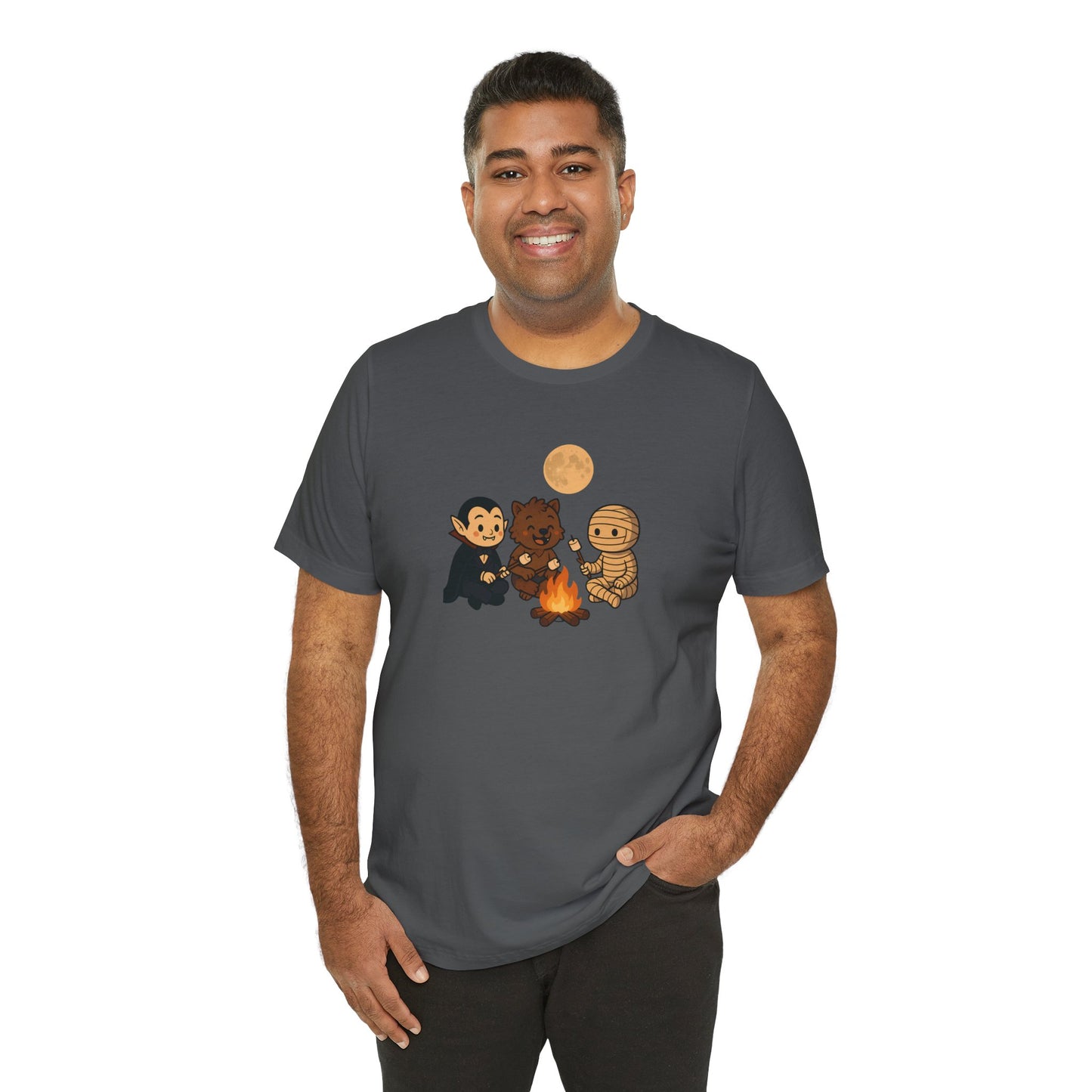 Halloween Monsters Campfire T-Shirt – Cute Monster Shirt with Roasting Marshmallows