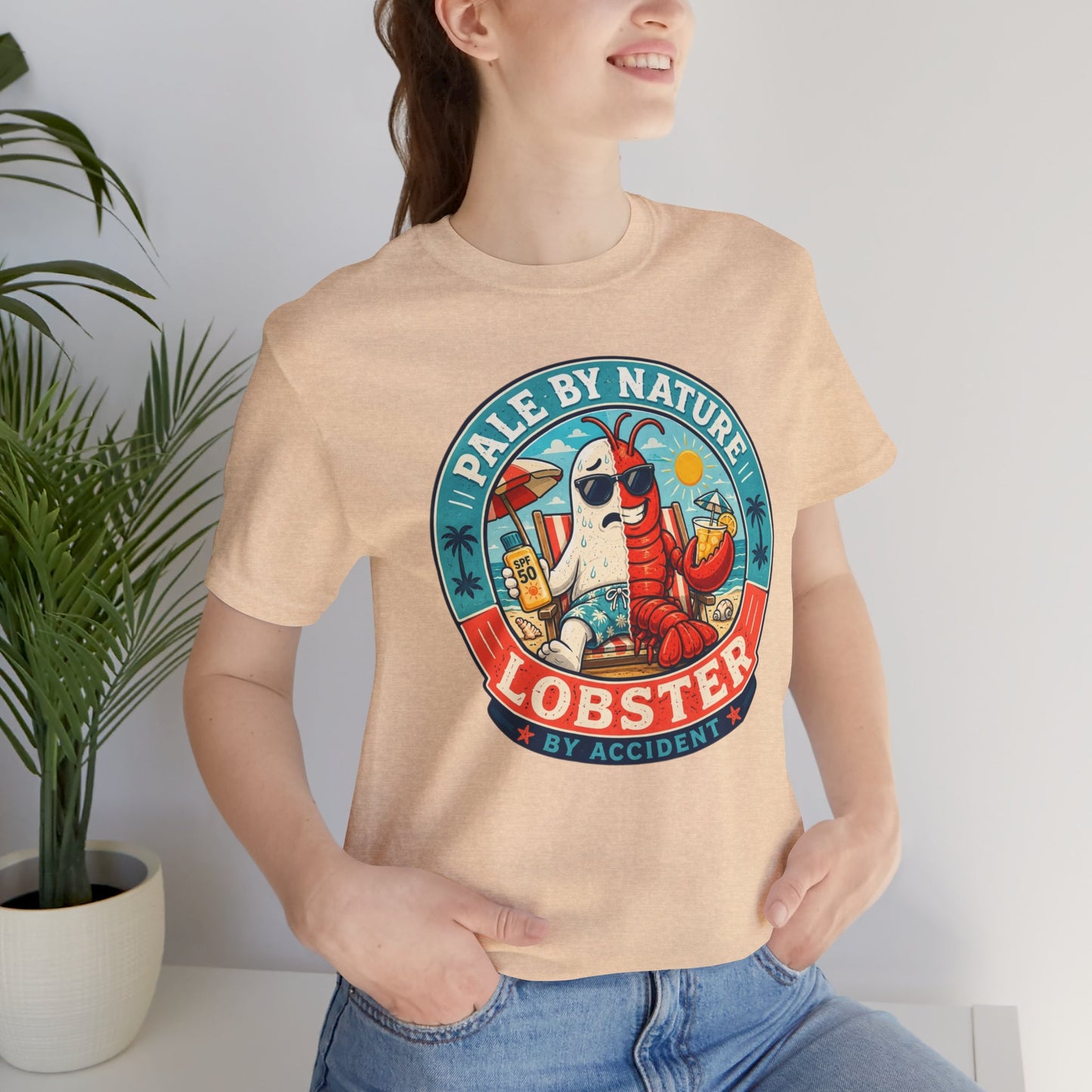 Pale by Nature Lobster by Accident T-Shirt – Funny Sunburn Summer Graphic Tee