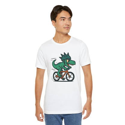Velociraptor on a Bike T-Shirt – Funny Dino Velo Tee