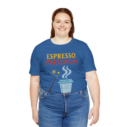 Espresso Patronum T-Shirt – Funny Coffee & Wizard Parody Tee