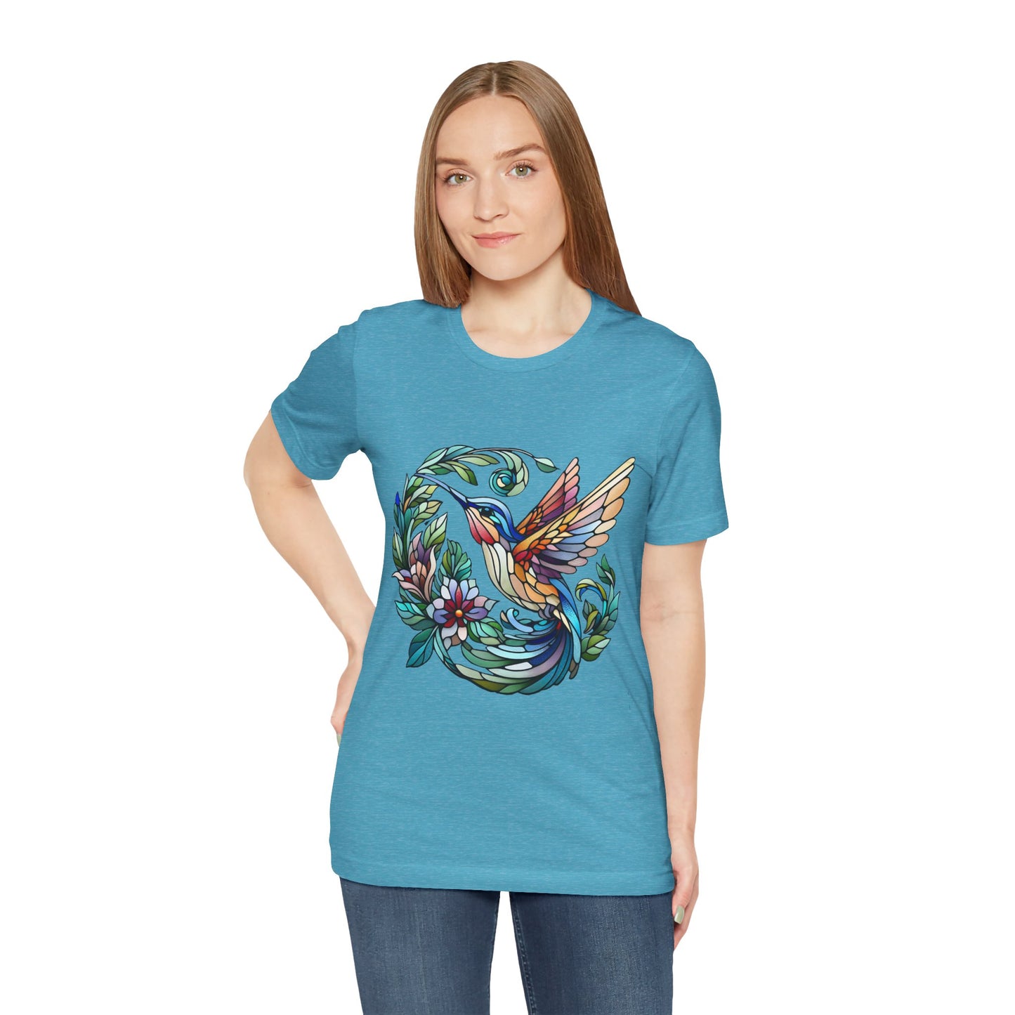 Stained Glass Hummingbird Tee – Vibrant Nature Shirt - WhimSpin - https://whimspin.com