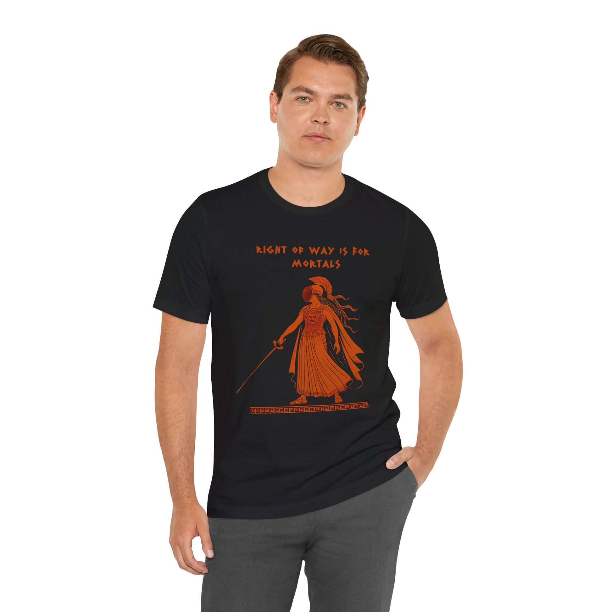 Right of Way Is for Mortals T-Shirt – Athena Fencing Tee for Myth & Sport Fans - WhimSpin - https://whimspin.com
