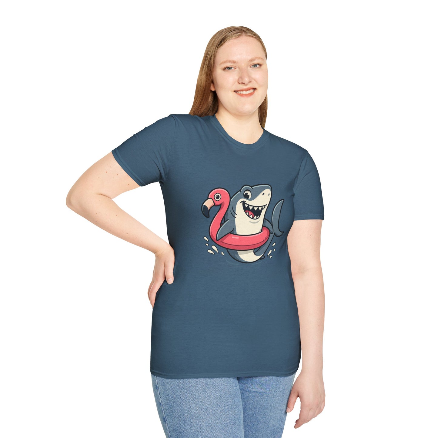 Shark & Flamingo Floatie T-Shirt – Funny Beach & Pool Day Tee