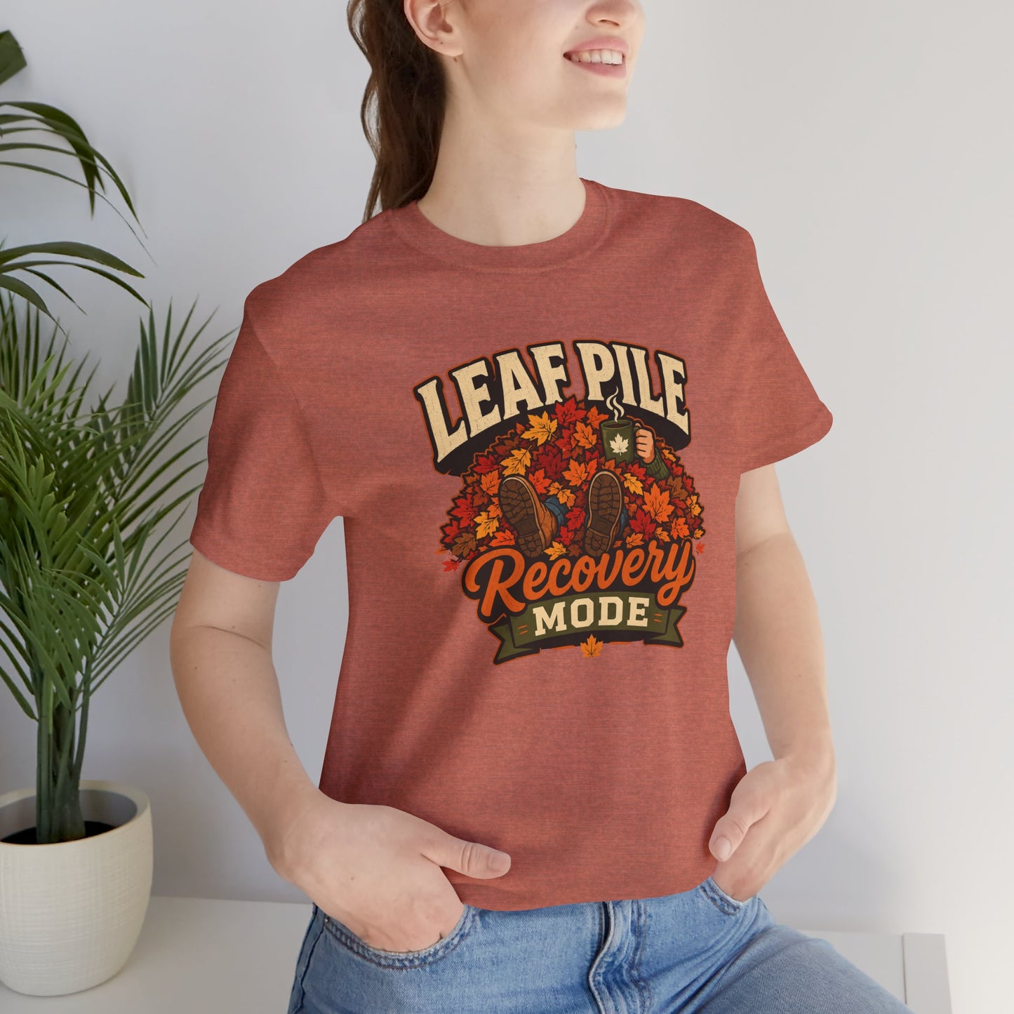 Leaf Pile Recovery Mode T-Shirt – Funny Fall Leaves Tee