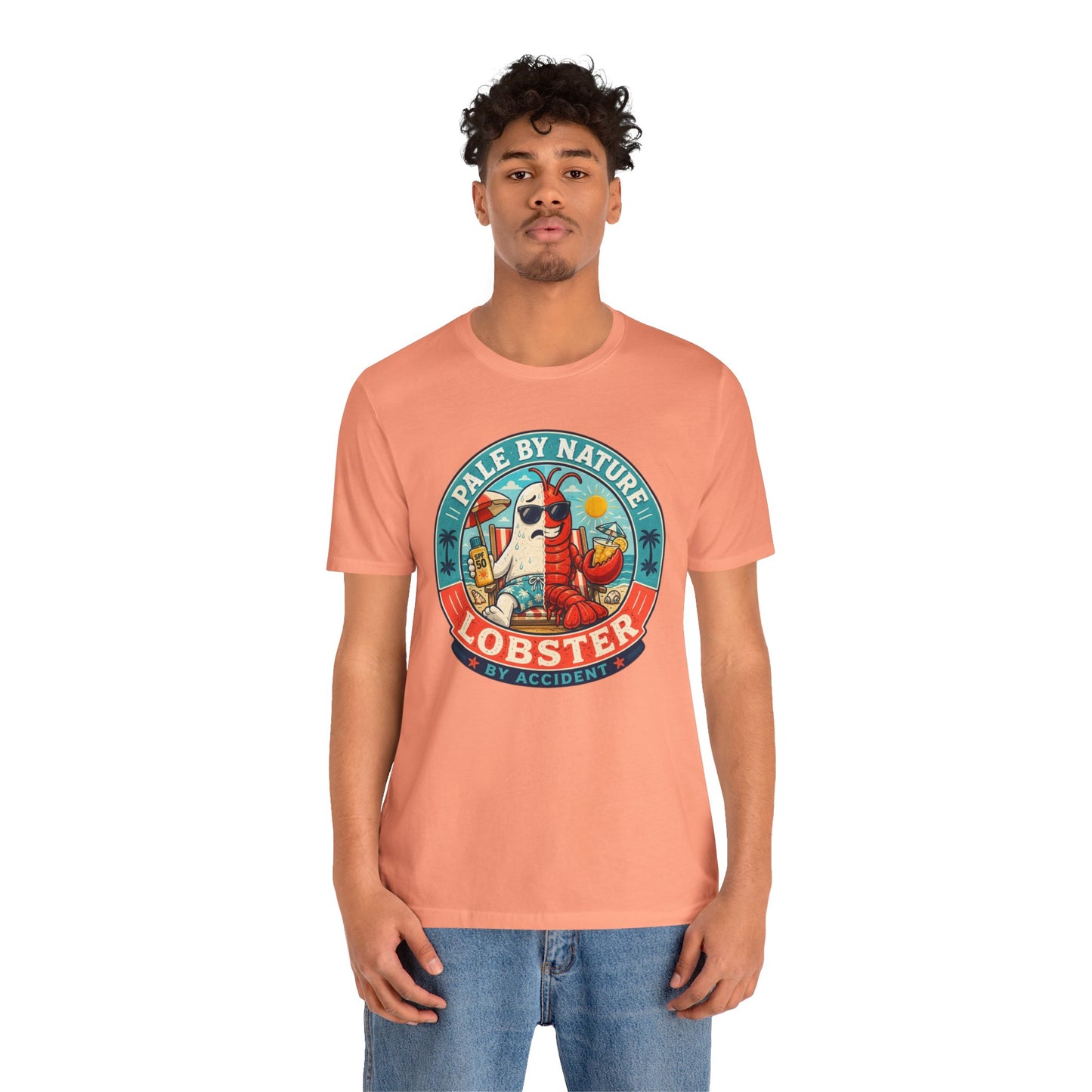 Pale by Nature Lobster by Accident T-Shirt – Funny Sunburn Summer Graphic Tee