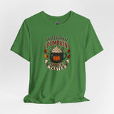 Green t-shirt with front “Professional Pumpkin Spice Taster” graphic print