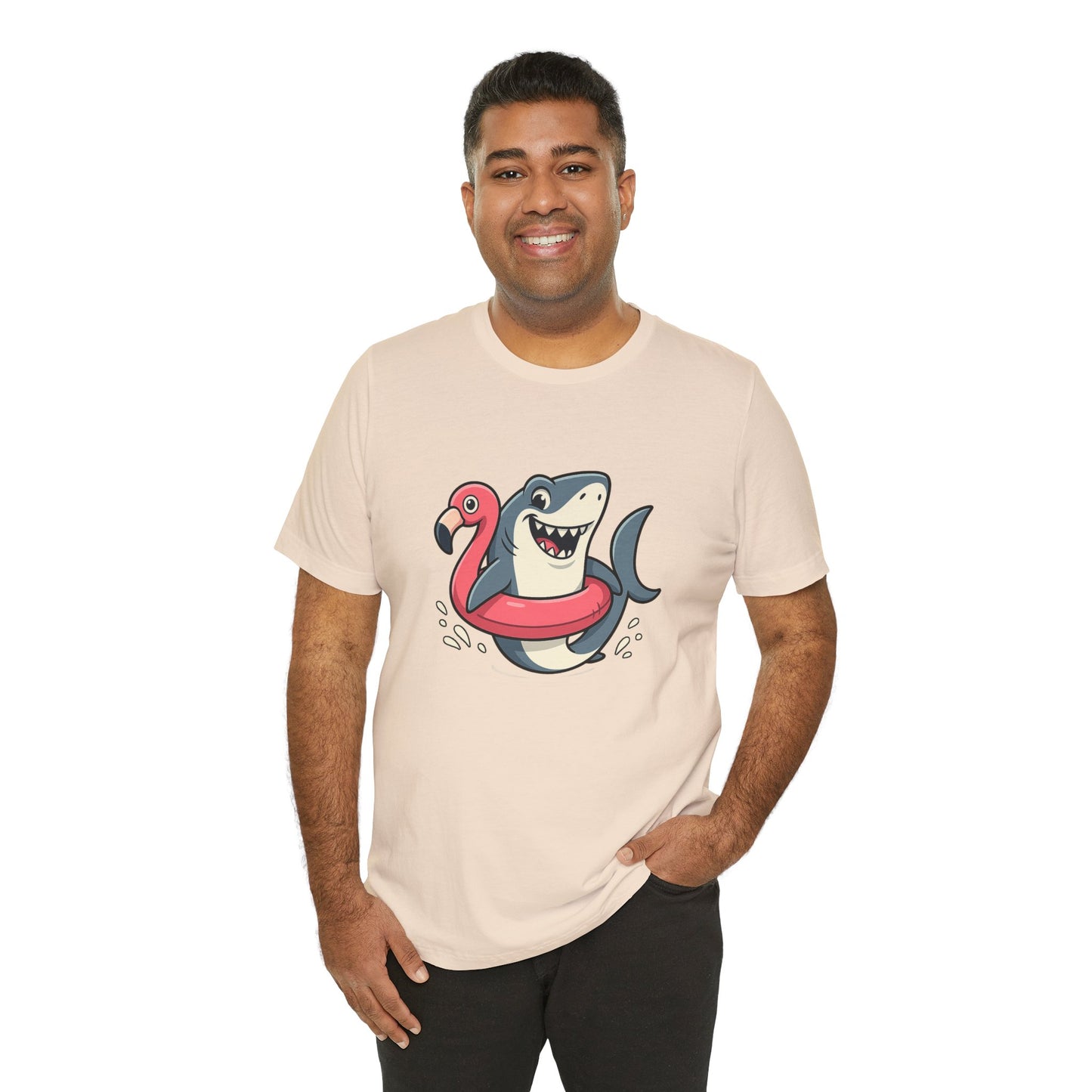Shark & Flamingo Floatie T-Shirt – Funny Beach & Pool Day Tee