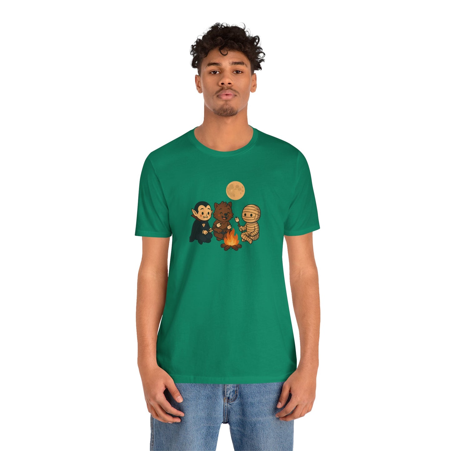 Halloween Monsters Campfire T-Shirt – Cute Monster Shirt with Roasting Marshmallows
