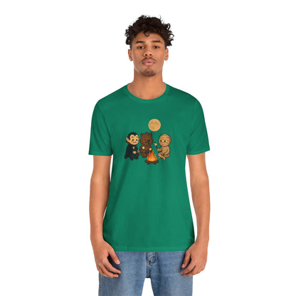Halloween Monsters Campfire T-Shirt – Cute Monster Shirt with Roasting Marshmallows