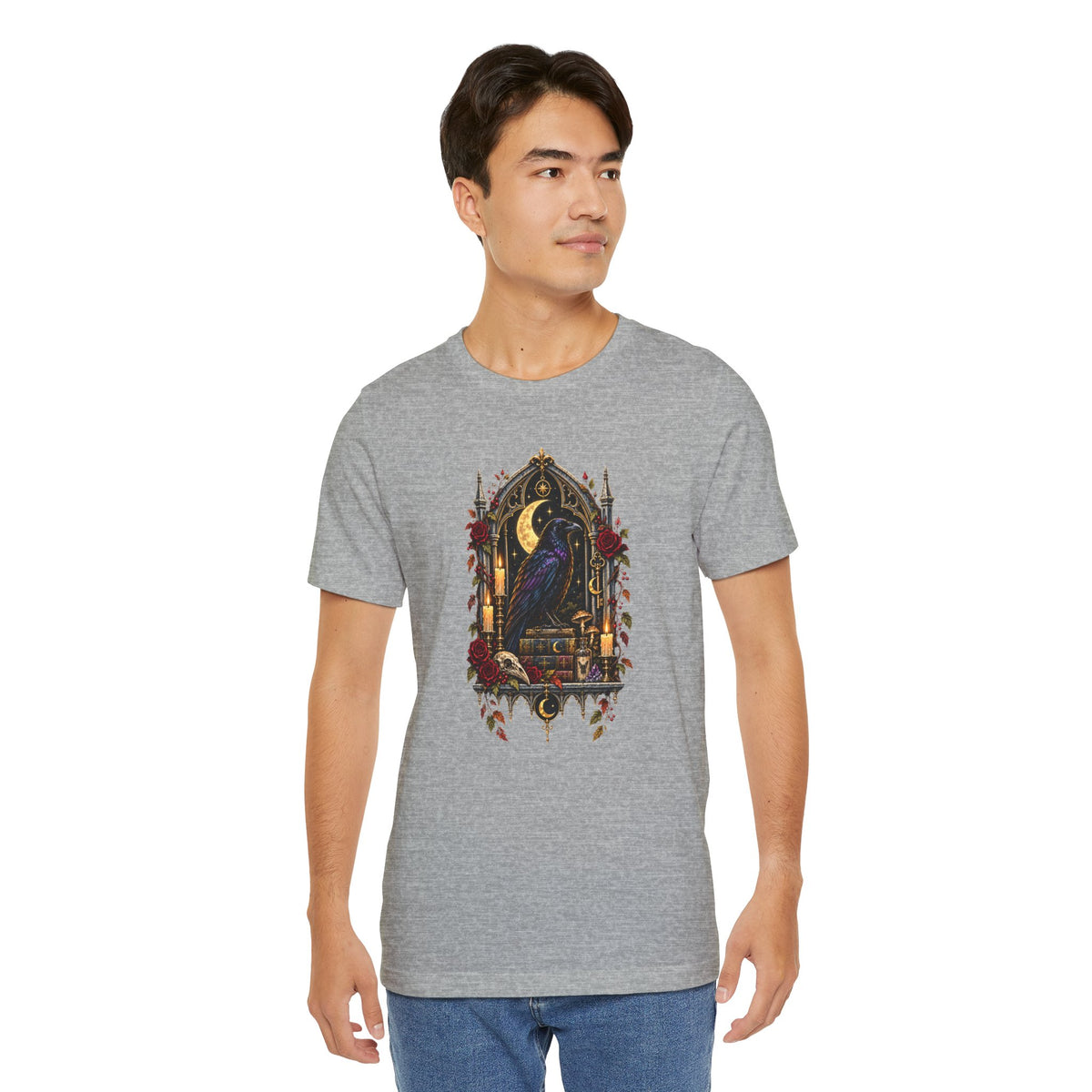 Raven’s Reliquary Tee – Gothic Moonlit Raven T-shirt
