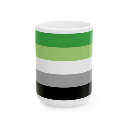 Aromantic Pride Flag Mug – Green Stripe LGBTQ+ Ceramic Cup