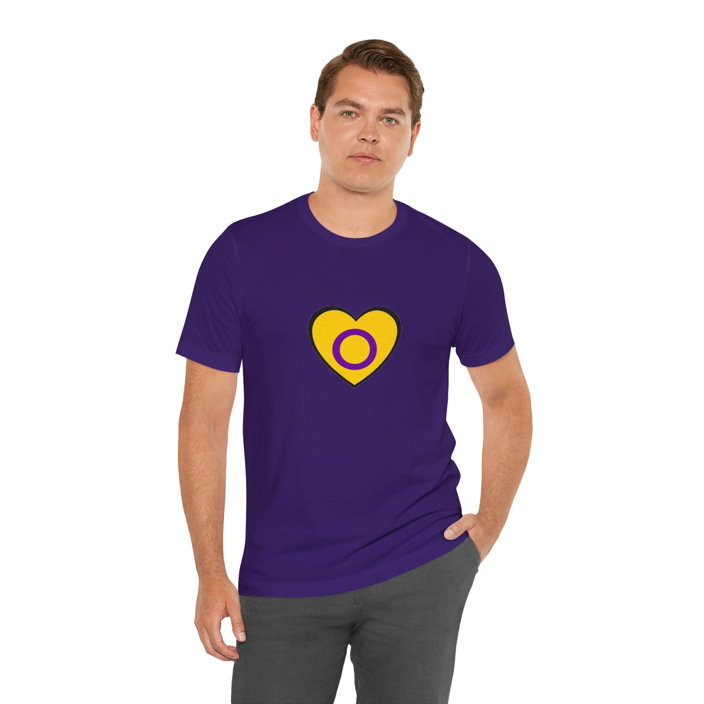 Intersex Pride Flag Heart T-Shirt – Minimalist LGBTQ+ Support Tee