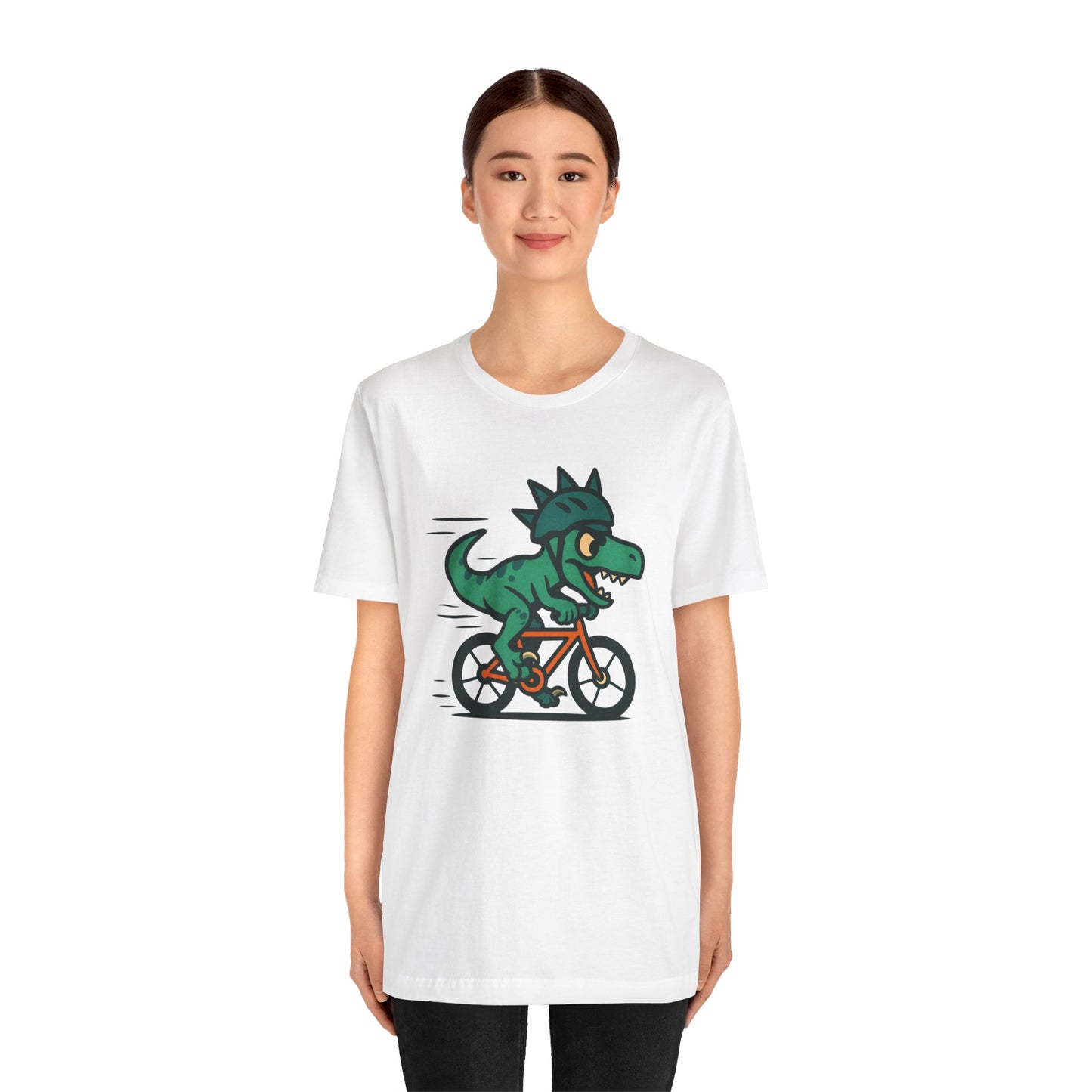 Velociraptor on a Bike T-Shirt – Funny Dino Velo Tee