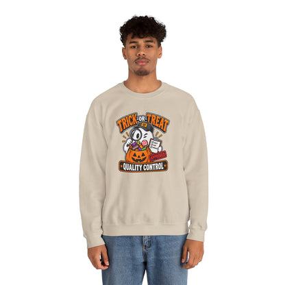 Trick-or-Treat Quality Control Sweatshirt – Funny Halloween Cozy Top