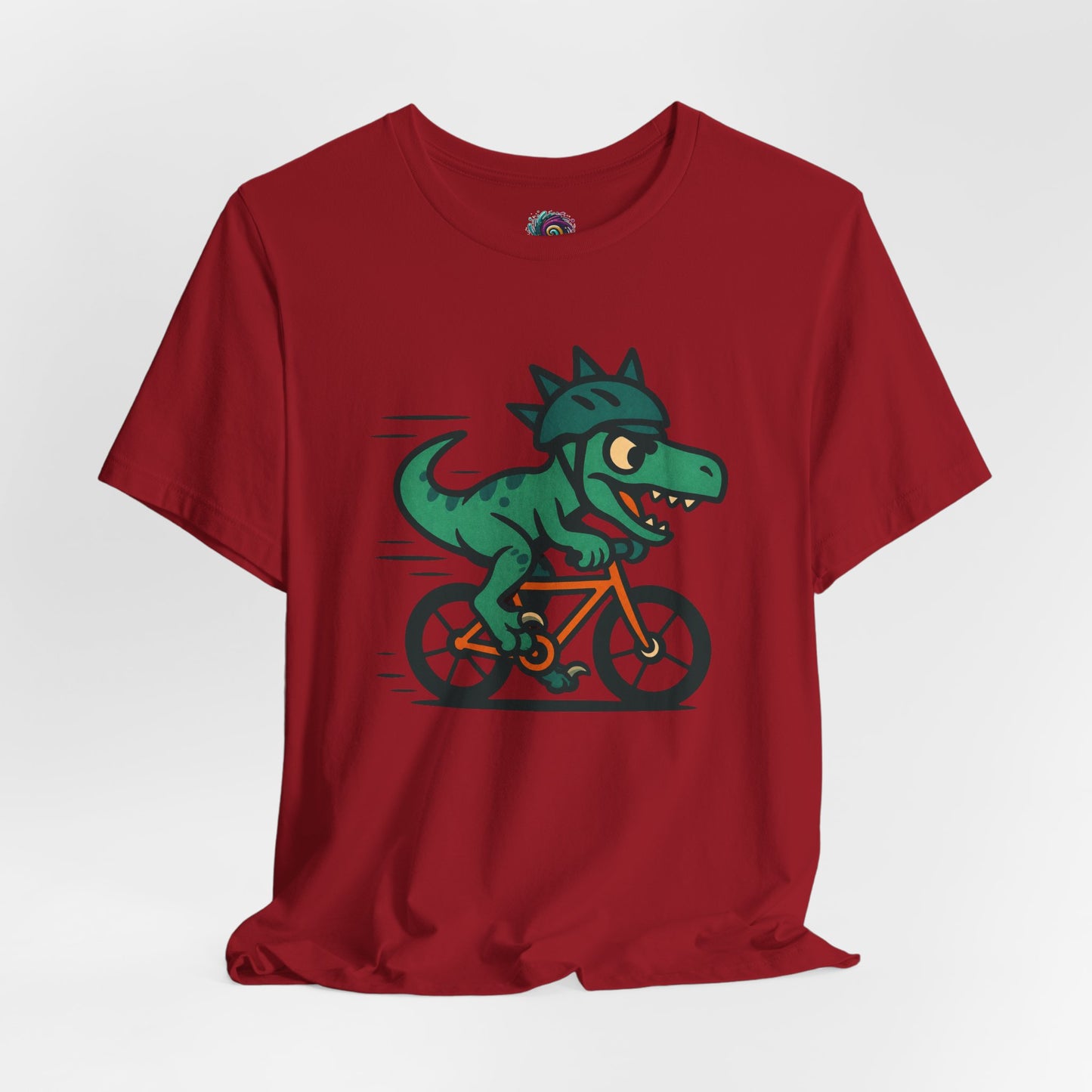 Velociraptor on a Bike T-Shirt – Funny Dino Velo Tee