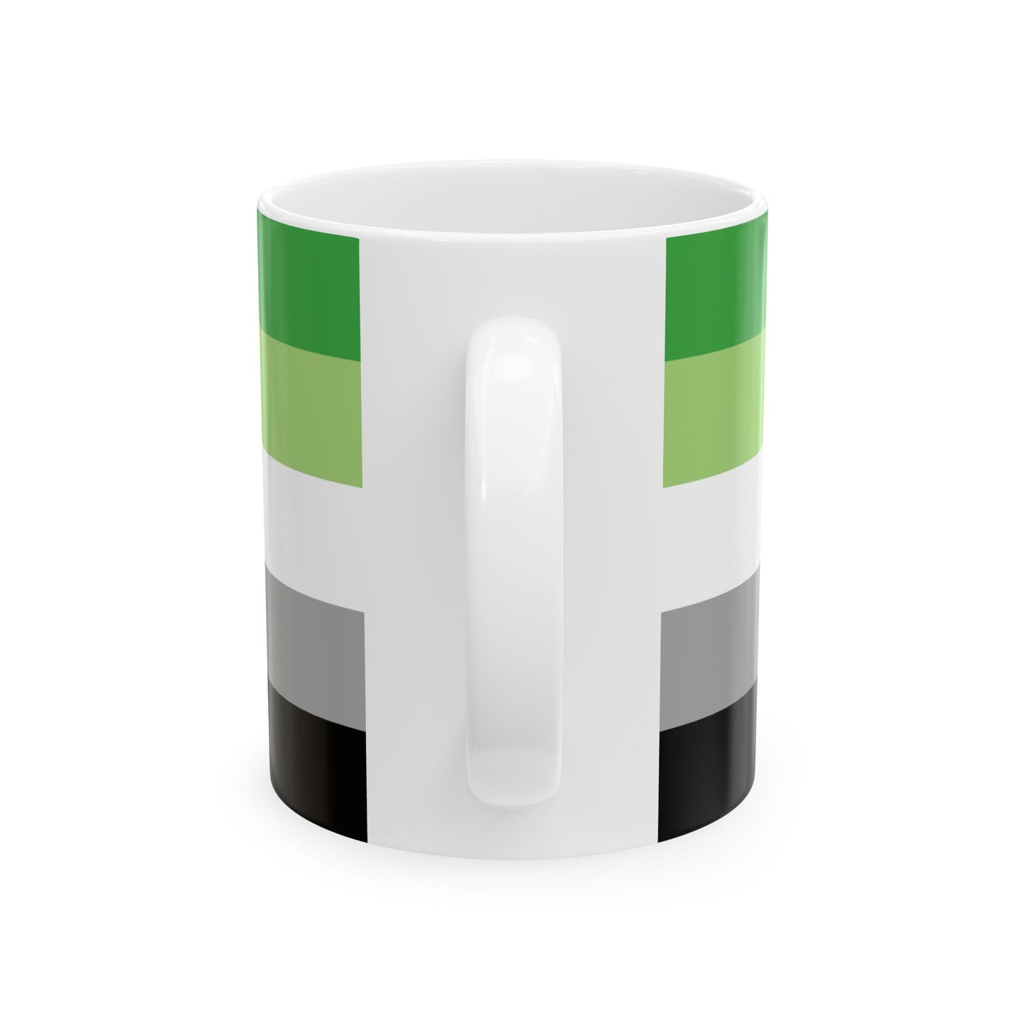 Aromantic Pride Flag Mug – Green Stripe LGBTQ+ Ceramic Cup