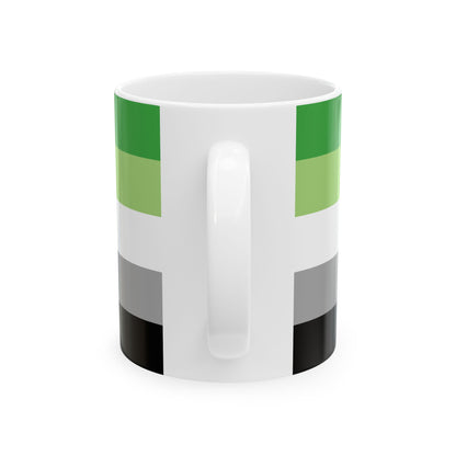 Aromantic Pride Flag Mug – Green Stripe LGBTQ+ Ceramic Cup