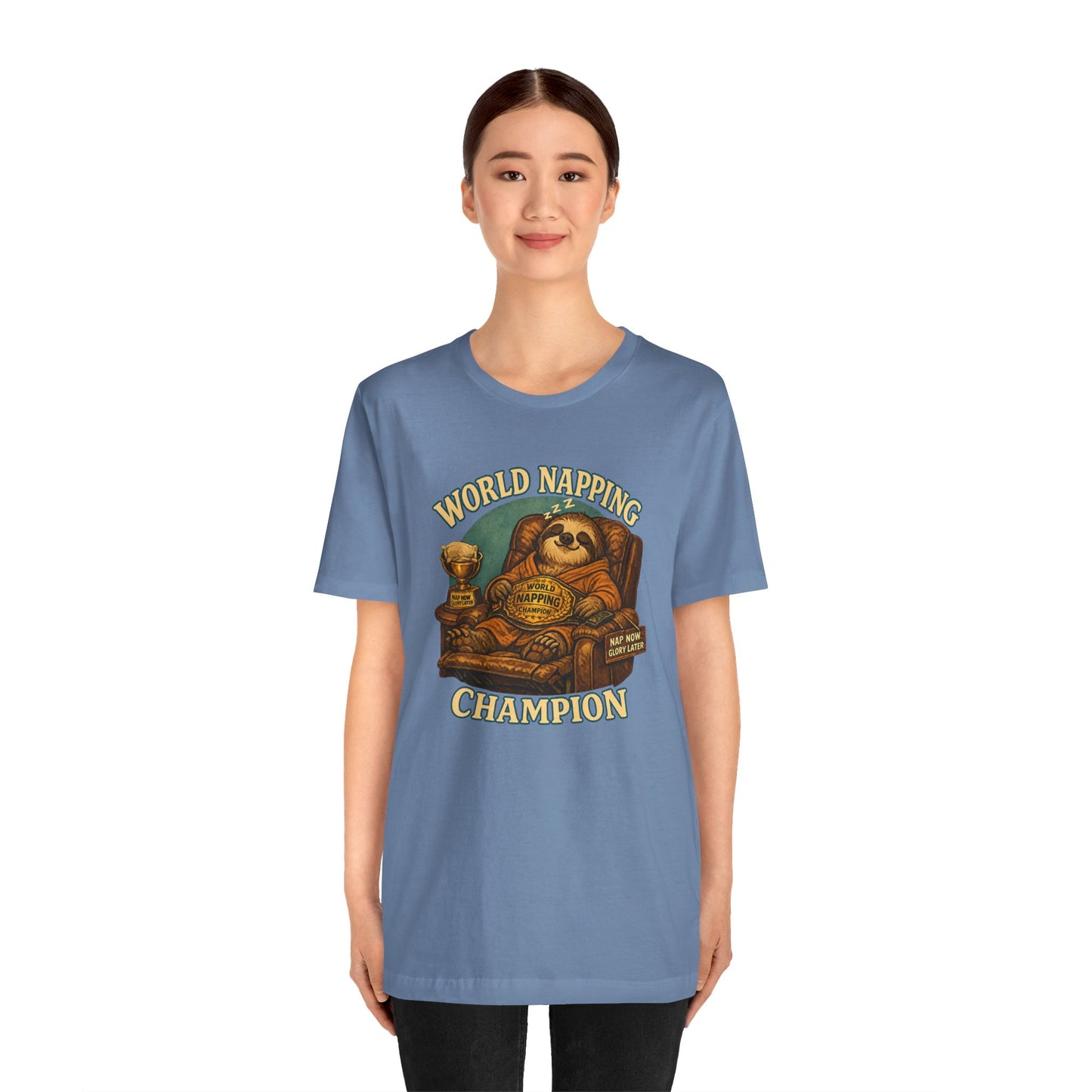 World Napping Champion T-Shirt – Funny Sloth Nap Tee