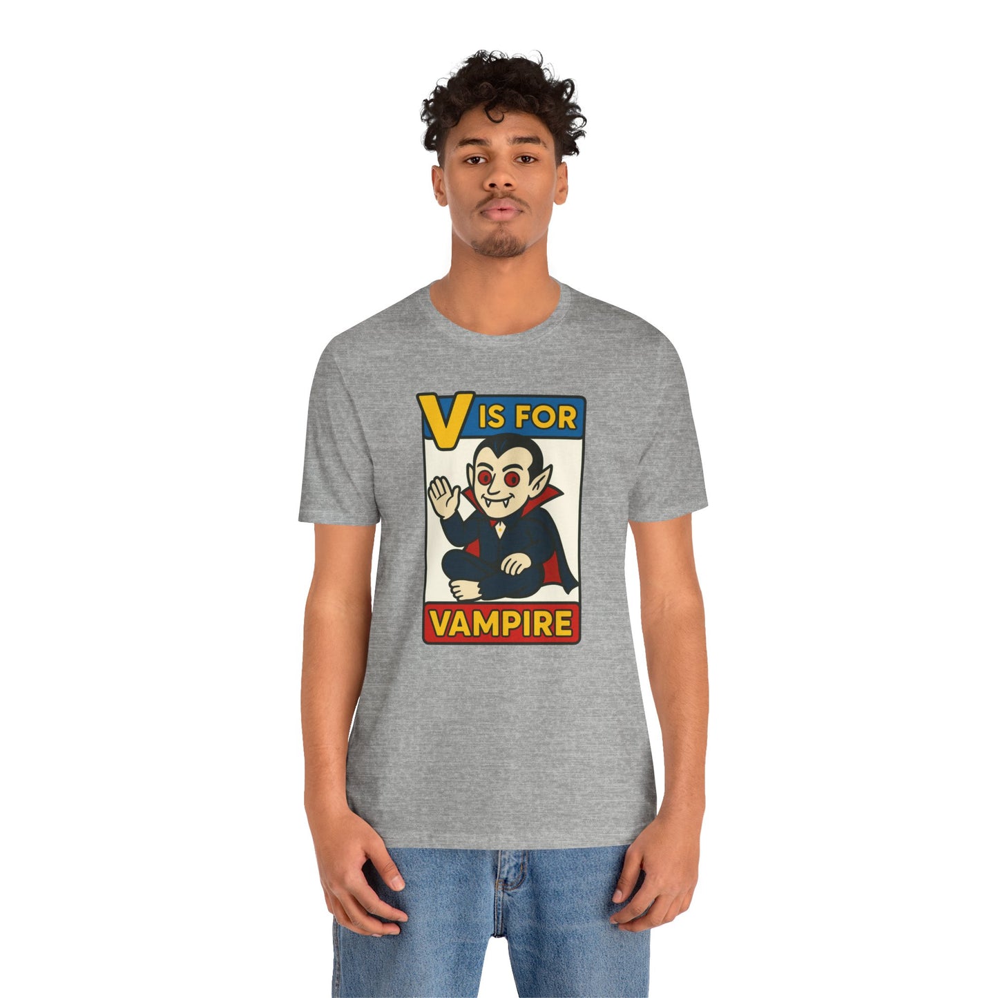 V is for Vampire T-Shirt – Funny Halloween Legend Alphabet Tee
