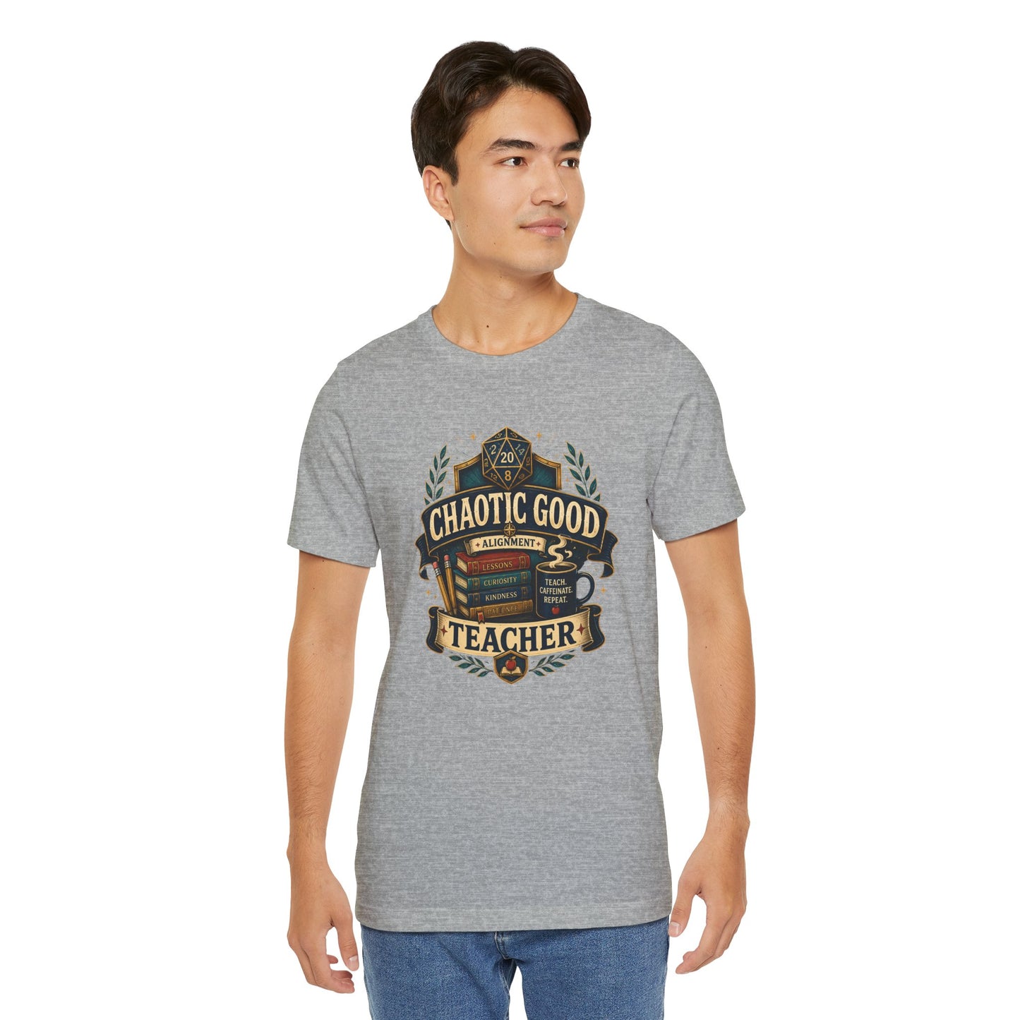 Chaotic Good Teacher T-Shirt – RPG Teacher Graphic Tee