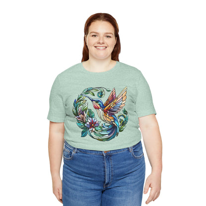 Stained Glass Hummingbird Tee – Vibrant Nature Shirt