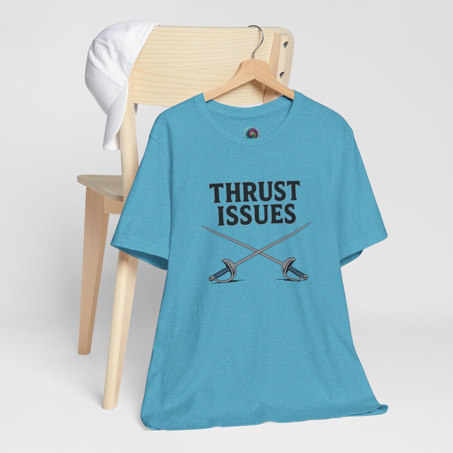 Thrust Issues Fencing T-Shirt – Funny Saber Shirt for Fencers & Pun Lovers