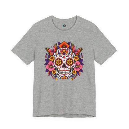 Floral Sugar Skull T-Shirt – Colorful Día de los Muertos Inspired Tee