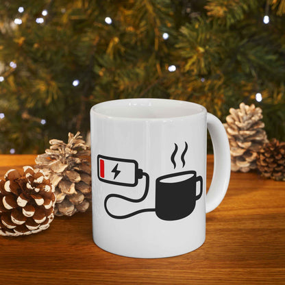 Low Battery Need Coffee Mug – Funny Ceramic Coffee Cup | 11oz & 15oz Sizes | Dishwasher & Microwave Safe