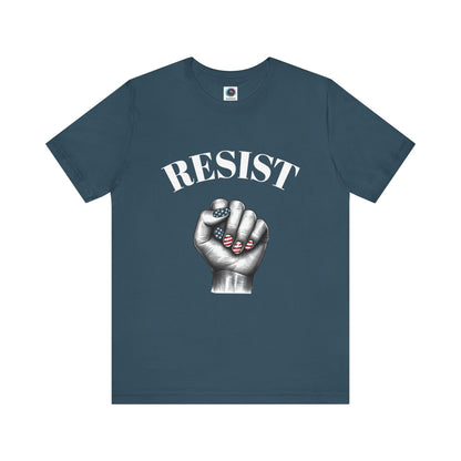 Resist Feminist Power Fist Tee – USA Flag Nails Protest Shirt - WhimSpin - https://whimspin.com