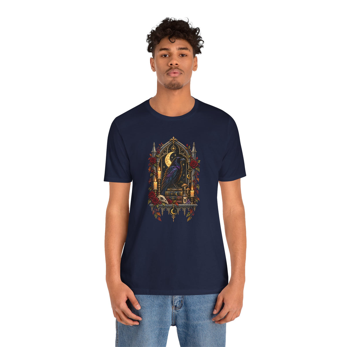 Raven’s Reliquary Tee – Gothic Moonlit Raven T-shirt