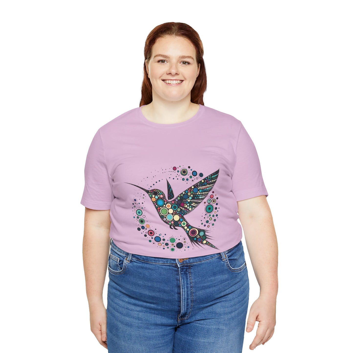 Hummingbird Dot Art T-Shirt – Colorful Nature-Inspired Graphic Tee
