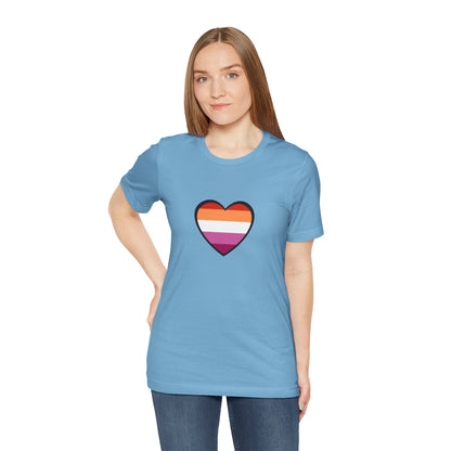 Lesbian Pride Flag Heart T-Shirt – Bold LGBTQ+ Graphic Tee - WhimSpin - https://whimspin.com