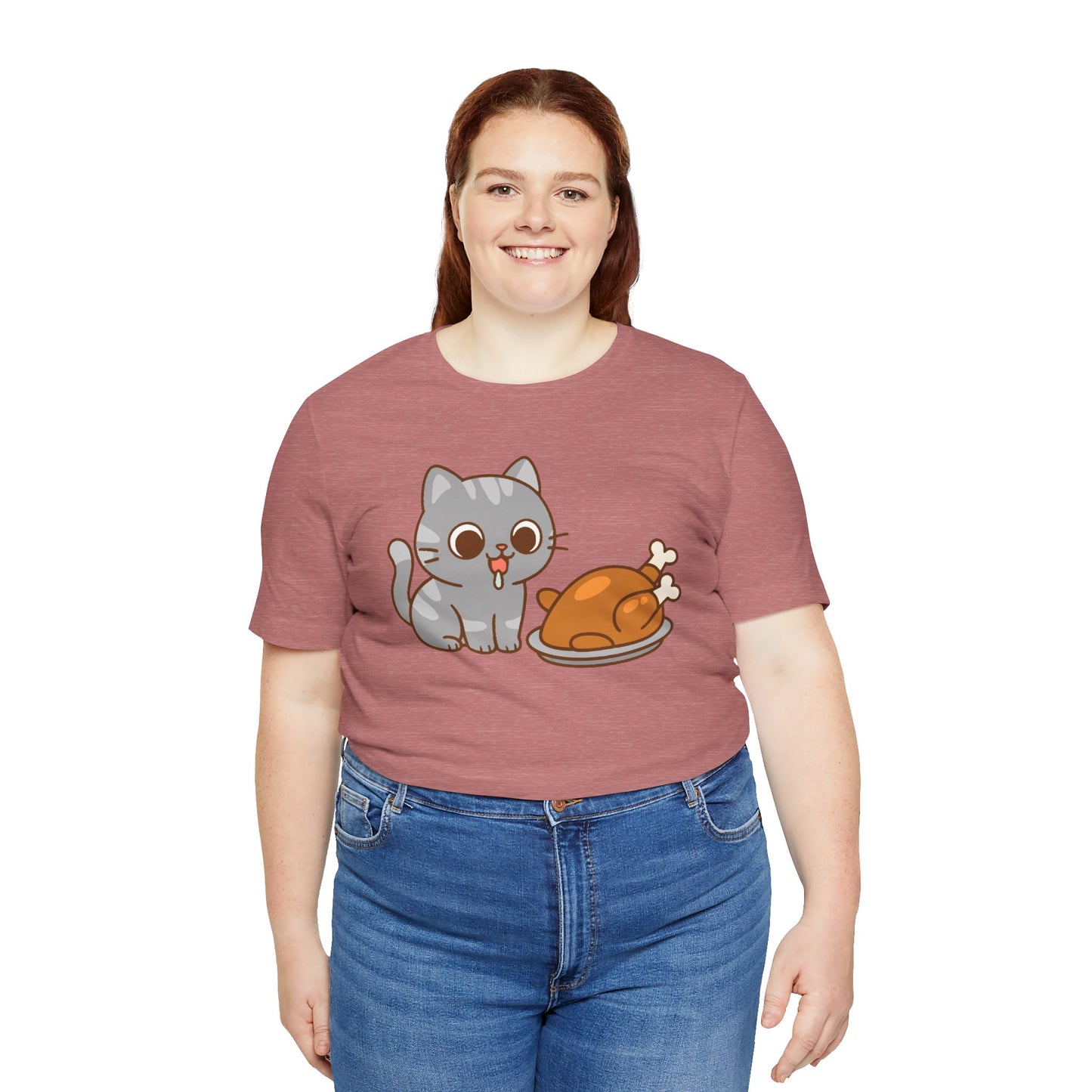Thanksgiving Cat T-Shirt – Cute Hungry Cat and Turkey Tee