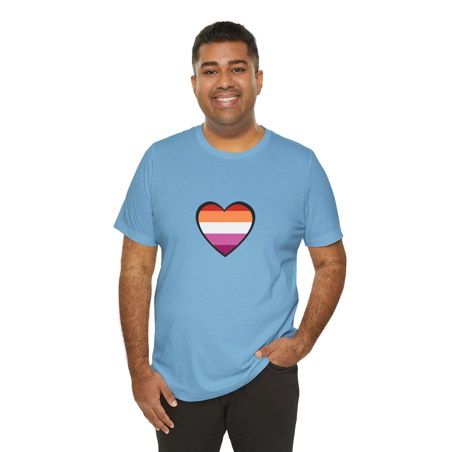 Lesbian Flag Heart T-Shirt – Bold LGBTQ+ Graphic Tee