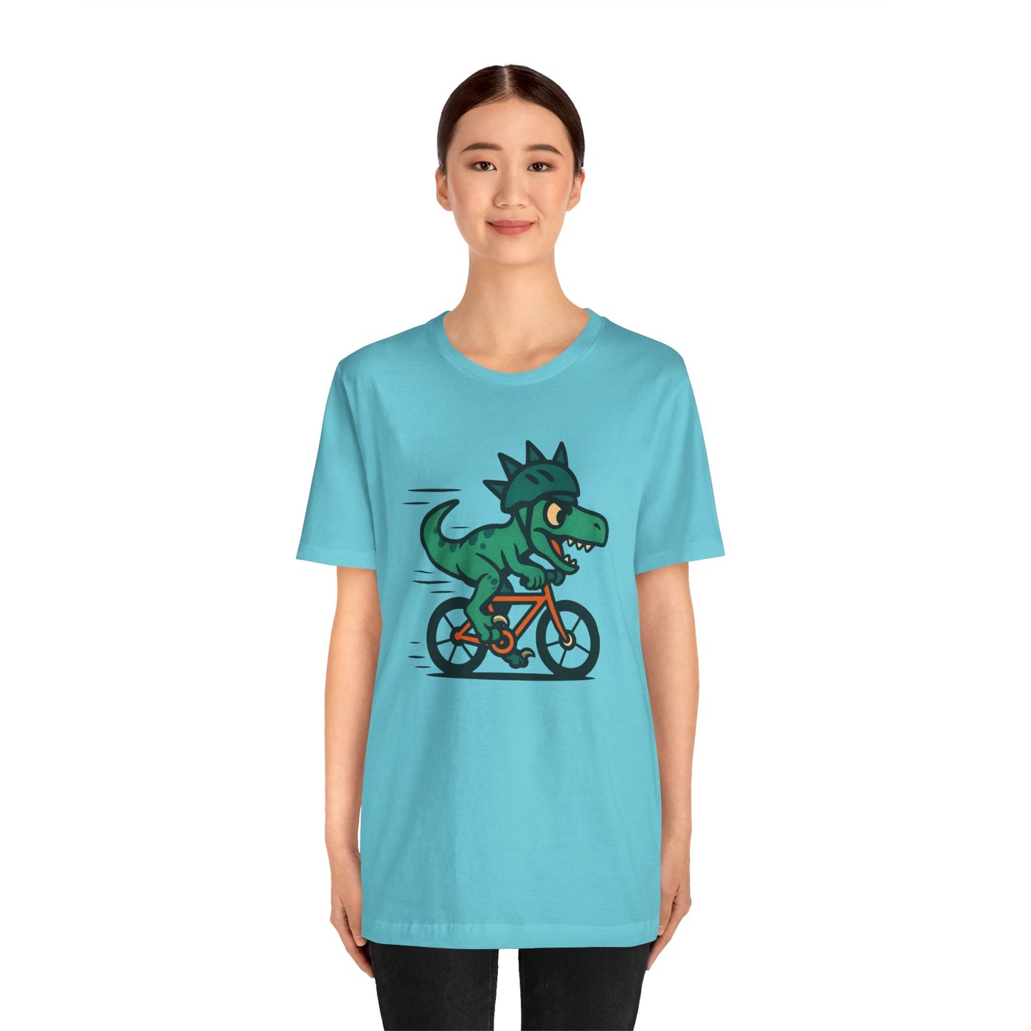 Velociraptor on a Bike T-Shirt – Funny Dino Velo Tee