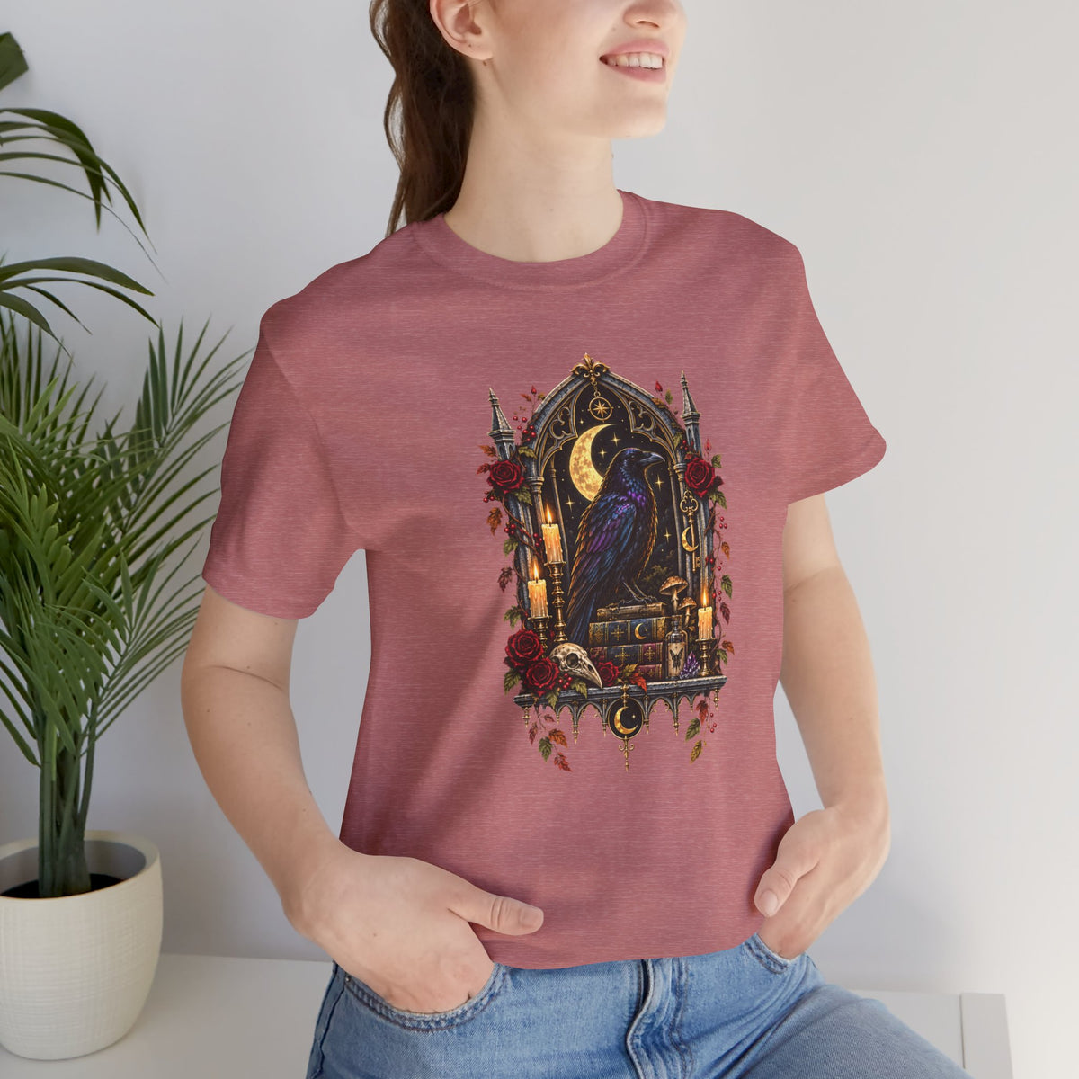 Raven’s Reliquary Tee – Gothic Moonlit Raven T-shirt