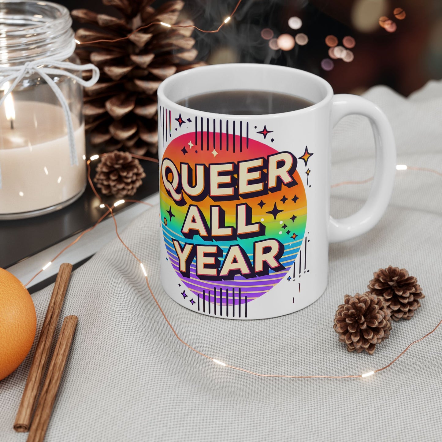 Queer All Year Mug – Pride Coffee Cup