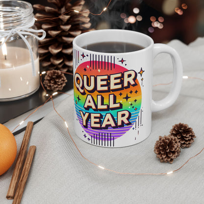 Queer All Year Mug – Pride Coffee Cup