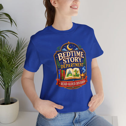 Bedtime Story Department T-Shirt – Read-Aloud Parent Tee